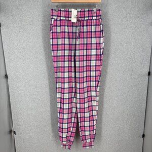Plaid Women's Sleepwear Pants - Pink and Blue